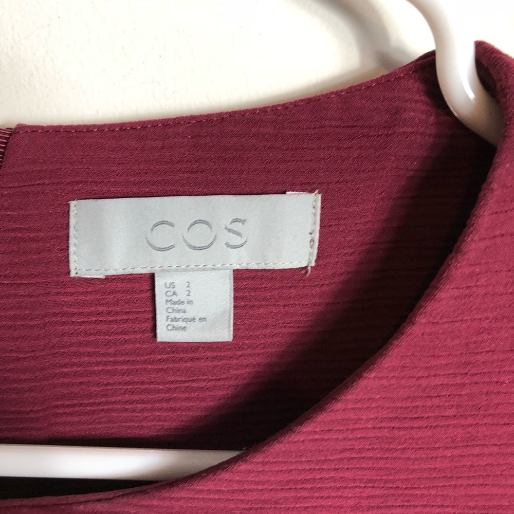 COS Burgundy Long Sleeve Shift Dress - Picture 7 of 7